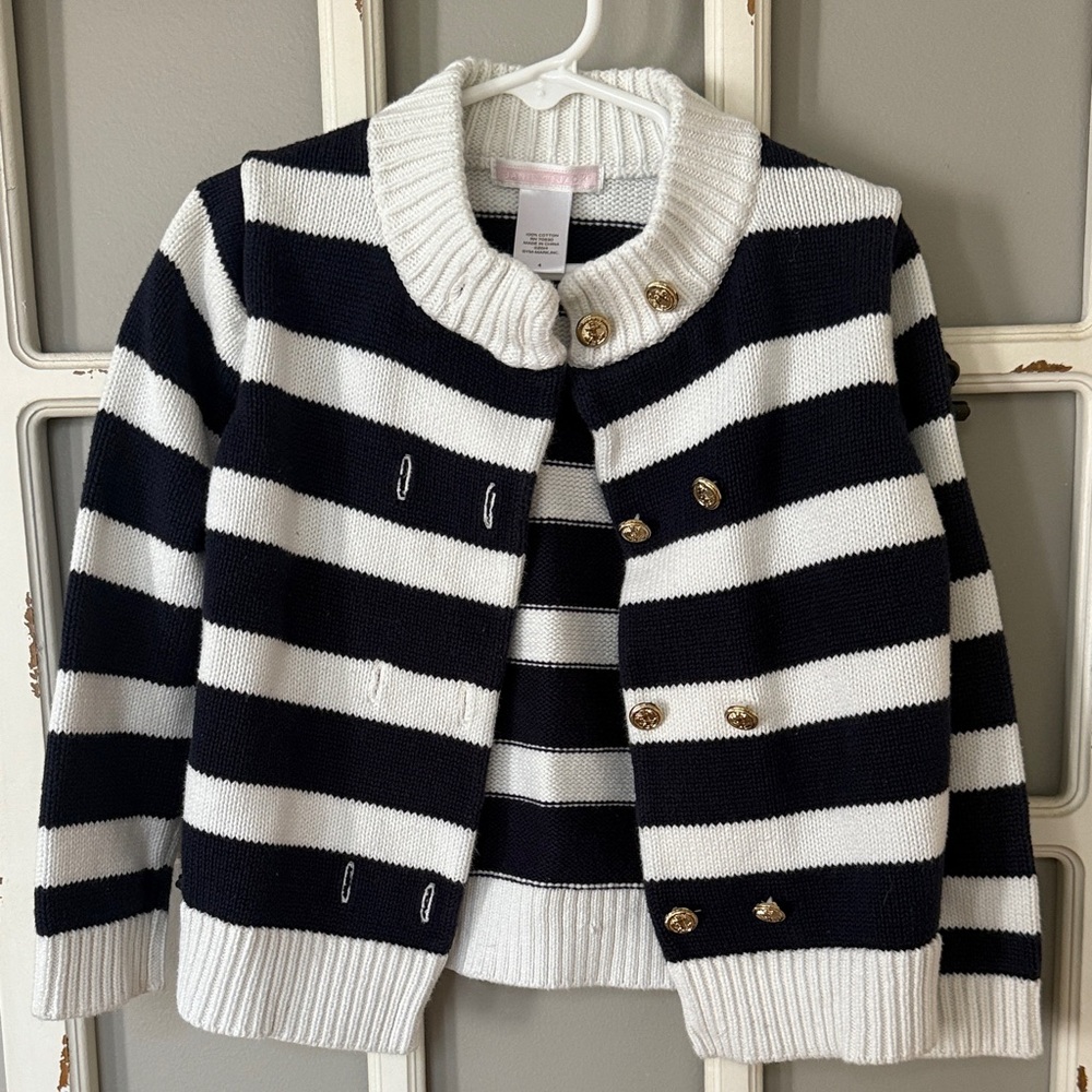 Janie and Jack Classic Striped Cardigan with Gold Buttons